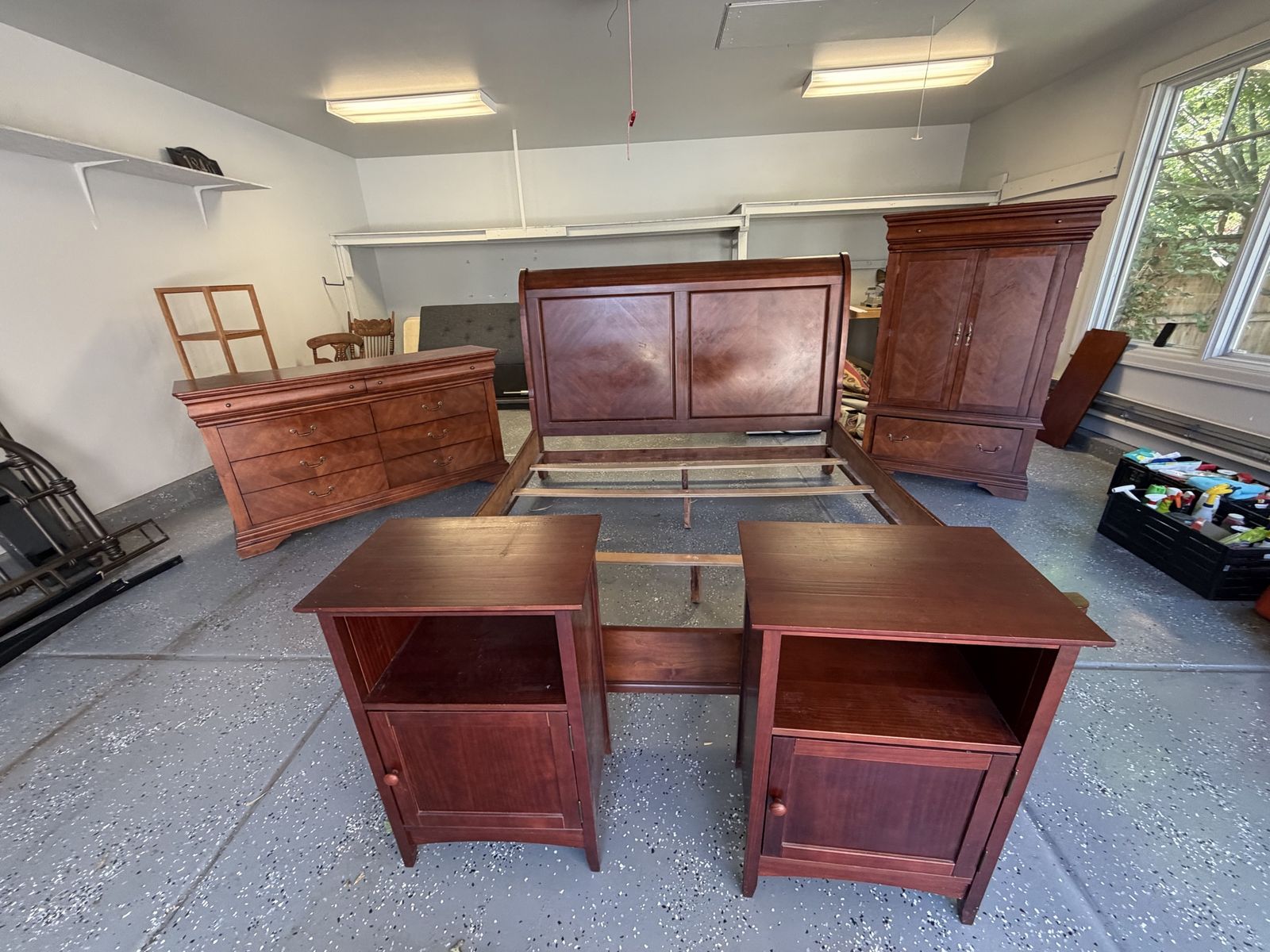 Solid wood bedroom set. King Bed frame