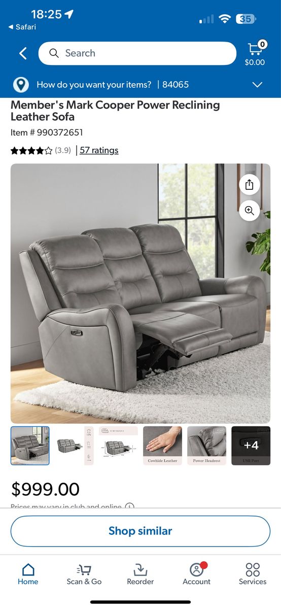 Members Mark Leather Couch