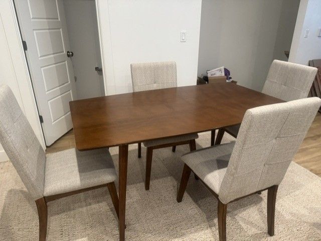 Mid-Century Modern Dining Table + 4 Upholstered Chairs - $350 OBO