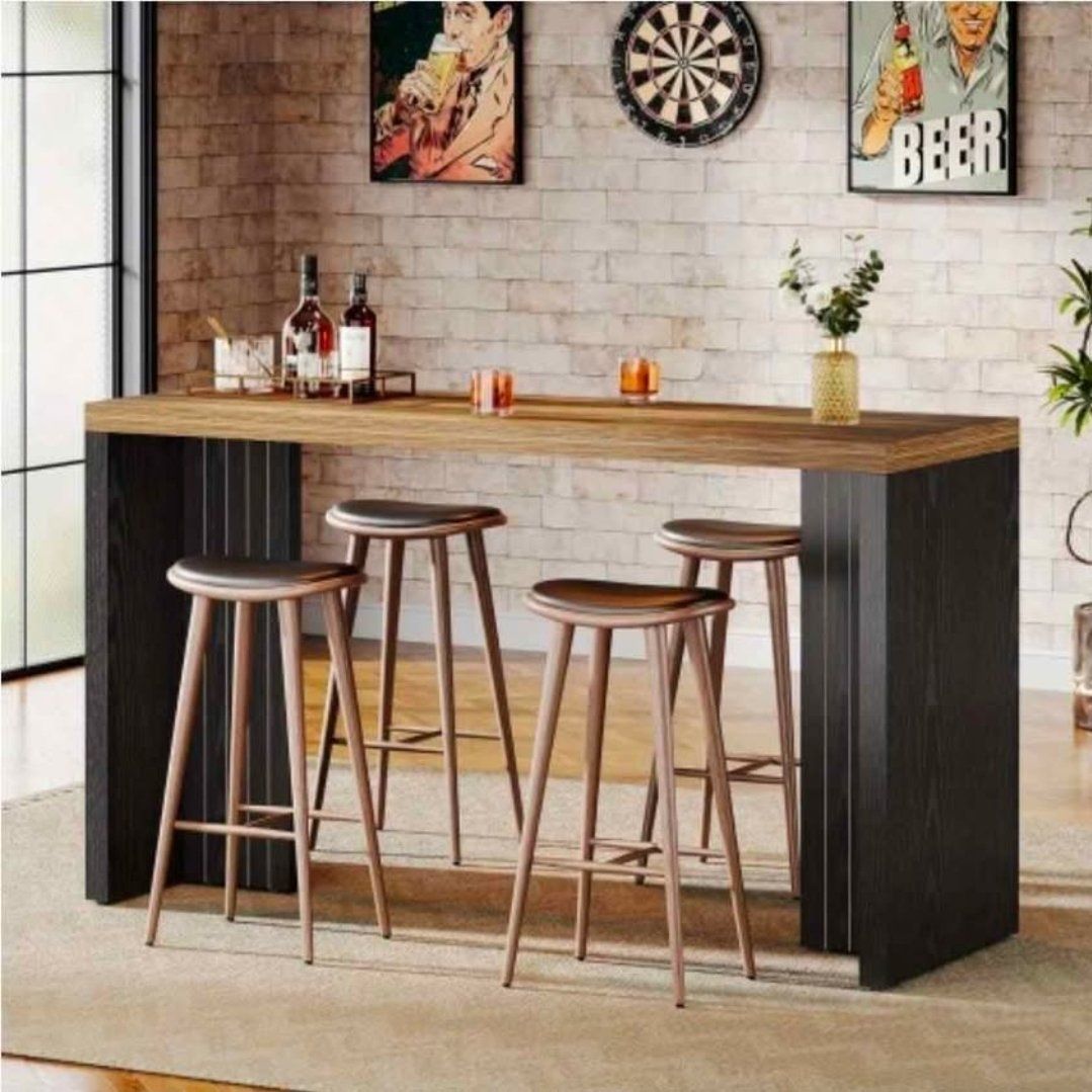 NEW Lantine 55" Modern Home Bar Table | Assembled | Brown & Black  #472