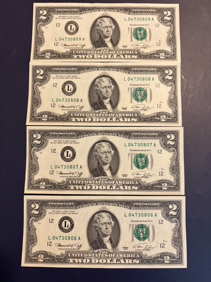 $2 sequential bills