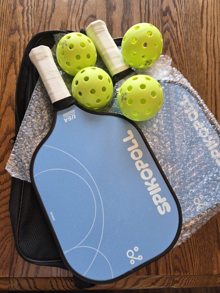 Spikopoll Pickleball Set USA Approved 2 Paddles & 4 Balls with 1 Carry Bag
