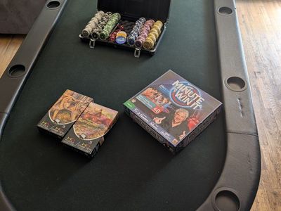 Large Folding Poker Table with 8 Cupholders and Chip Set, Portable Casino Game Table
