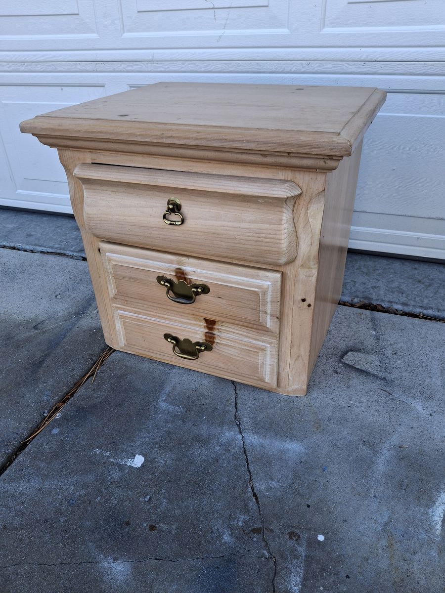 all wood white wash night stand