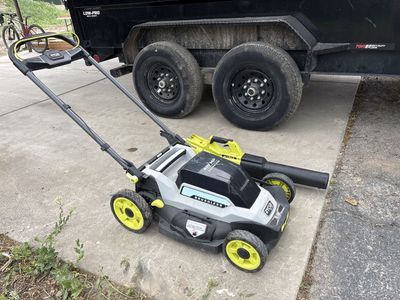 Ryobi electric blower and lawn mower