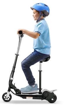 Upgraded Electric Scooter with Removable Seat for Kids Ages 6-12, Ride on , Black