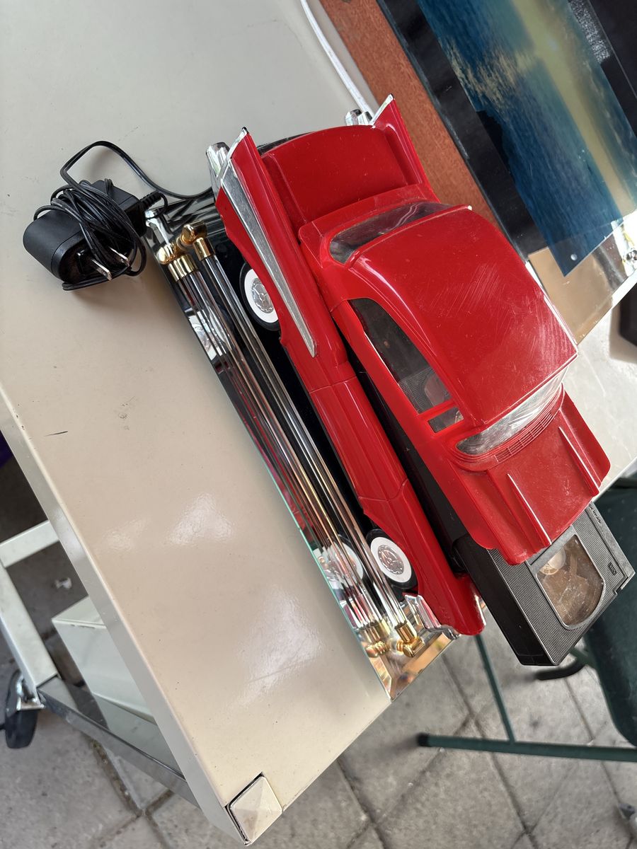 Vintage Red Classic Car VHS Player Combo - Retro Novelty Item