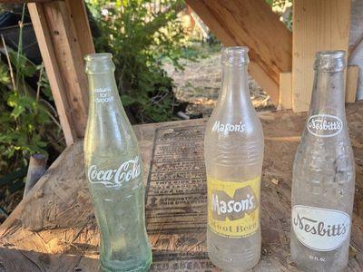 Vintage Soda Bottles: Coca-Cola, Mason's Root Beer, Nesbitt's - 10 FL OZ Collectible Set