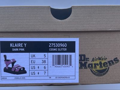 Dr. Martens Klaire Y sandals in the Cosmic Glitter Dark Pink