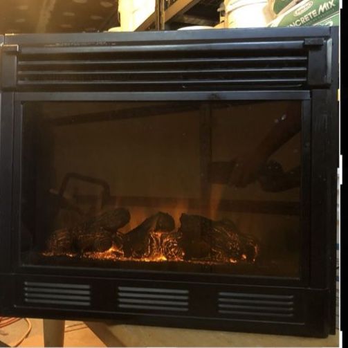 Electric Fireplace Insert with Remote - Realistic Flame Effect, Black Finish