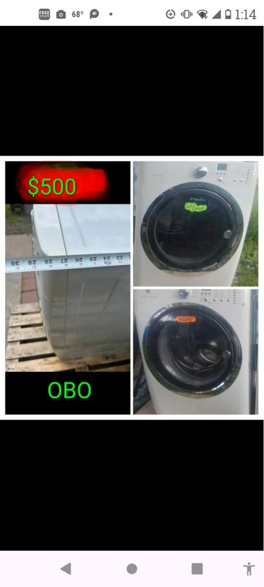 Electrolux Front-Load Washer. The dryer is gas - White