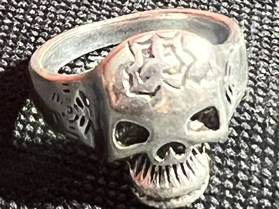 Unique Skull Ring, Silver Tone, Detailed Design Size-9