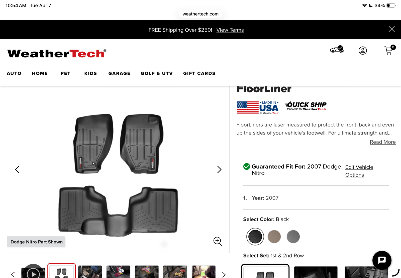 2007 Dodge Nitro Weather Tech Mats Set