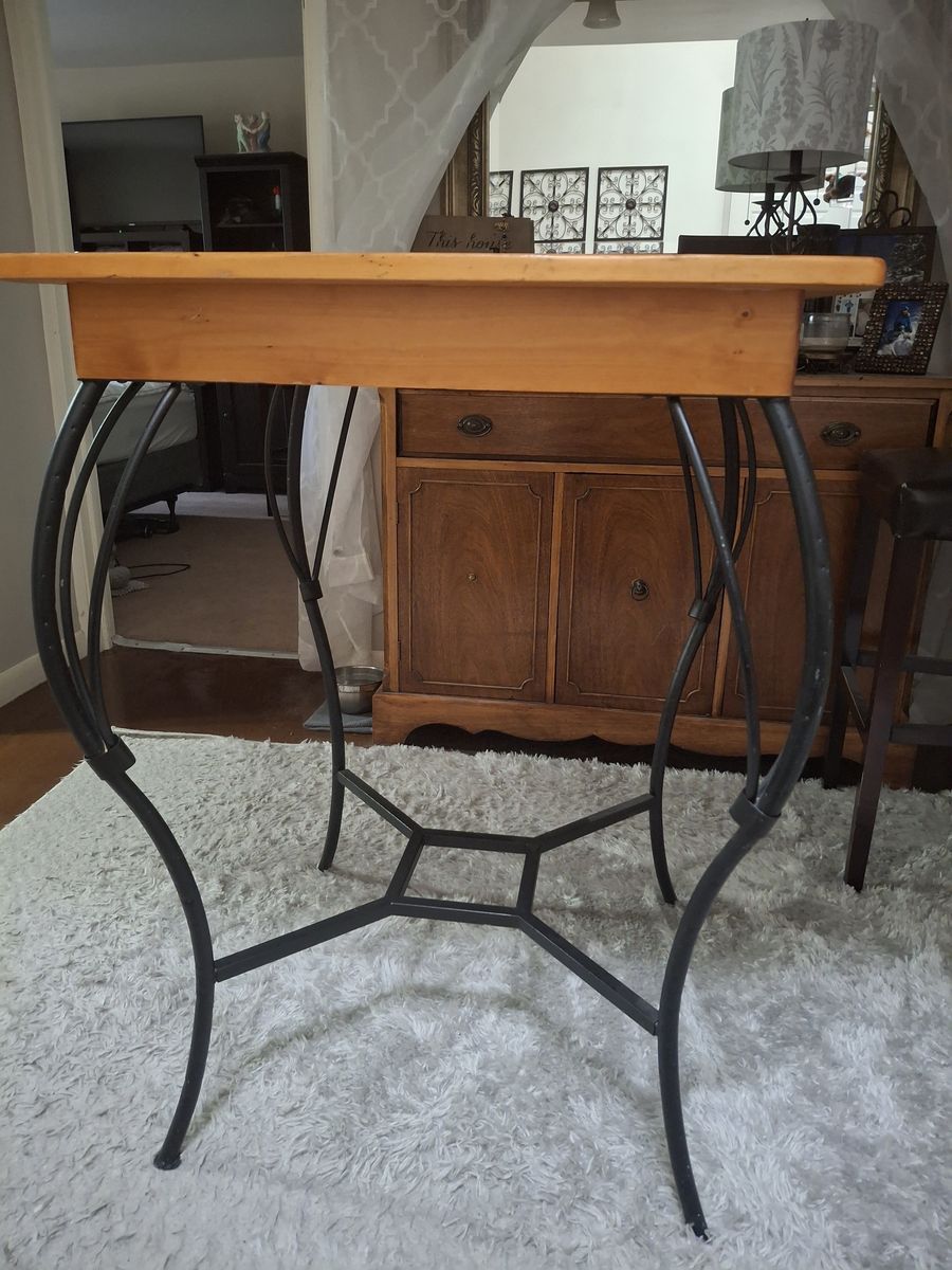 Bar Dining Table with Curved Iron Base