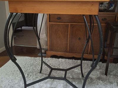 Bar Dining Table with Curved Iron Base