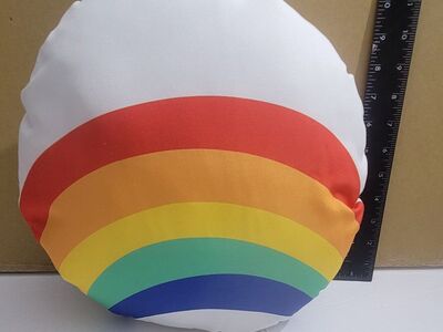 Rainbow pillow and wall hanging