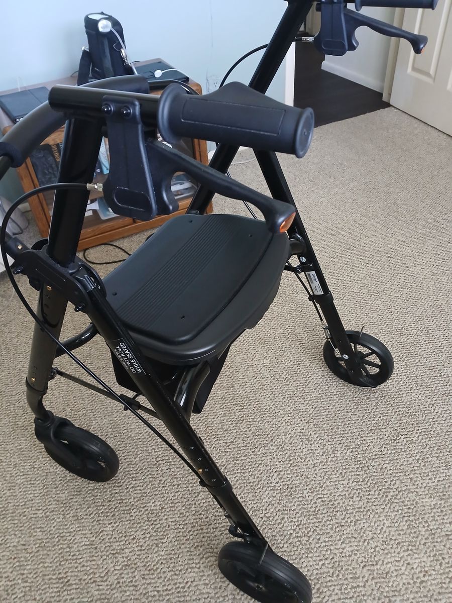 Folding 4-Wheel Rollator Walker with Seat and Hand Brakes - Black