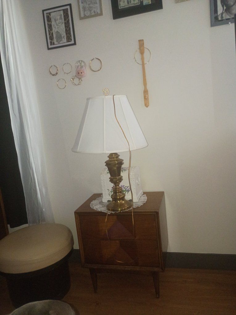 Vintage Brass Lamps & Clear Glass Lamp