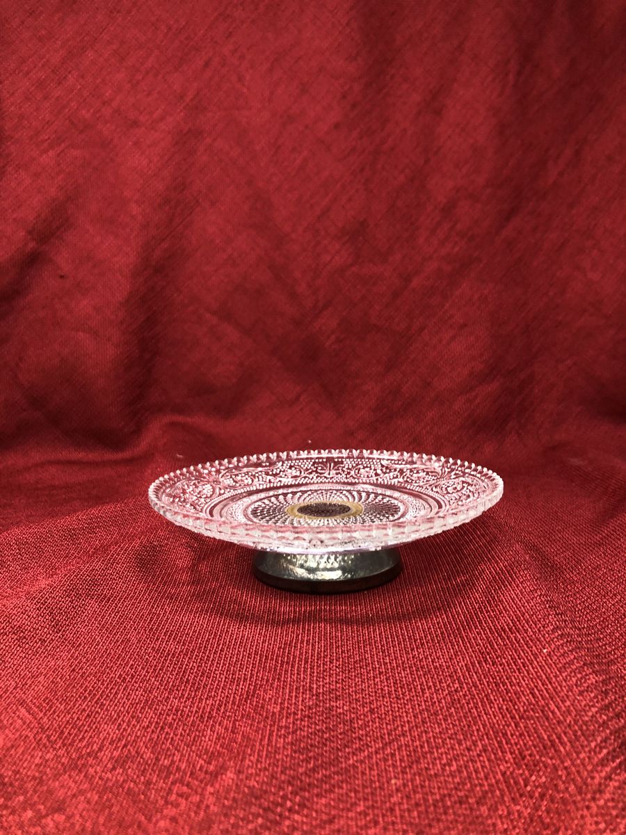 Vintage Pressed Malaysia Glass Pedestal Dish with Matching Bowl – 2 Piece Set