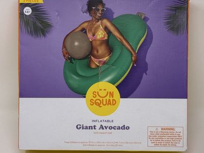 Sun Squad Inflatable Giant Avocado Pool Float with Beach Ball