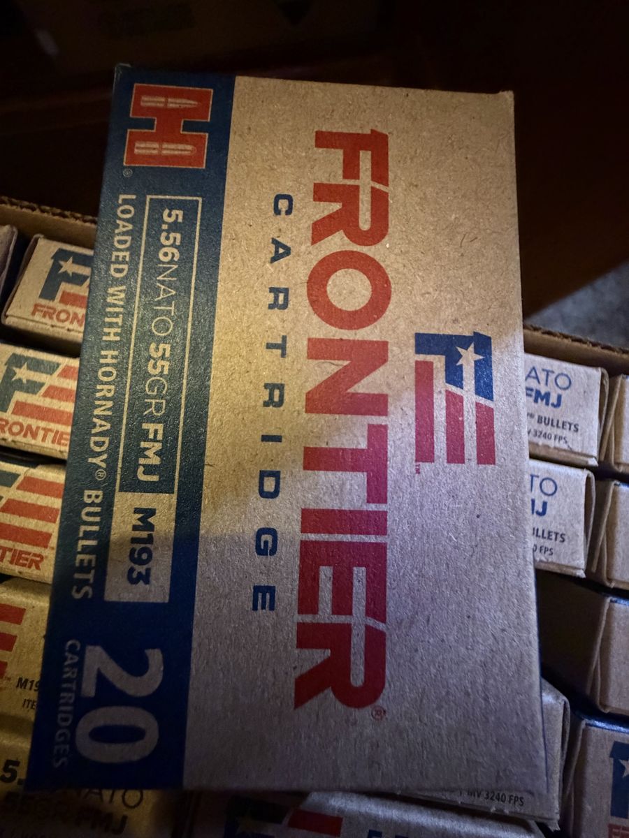 Frontier Cartridge 5.56 NATO 55gr FMJ M193 Ammunition - 1000 Rounds Loaded with Hornady Bullets