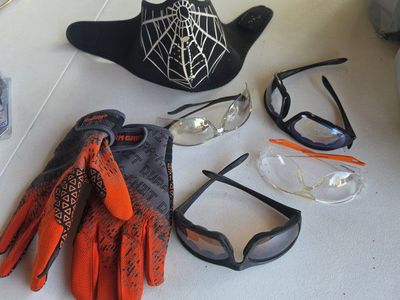 Assorted riding Gear Bundle - Gloves, Protective Glasses, Face Mask
