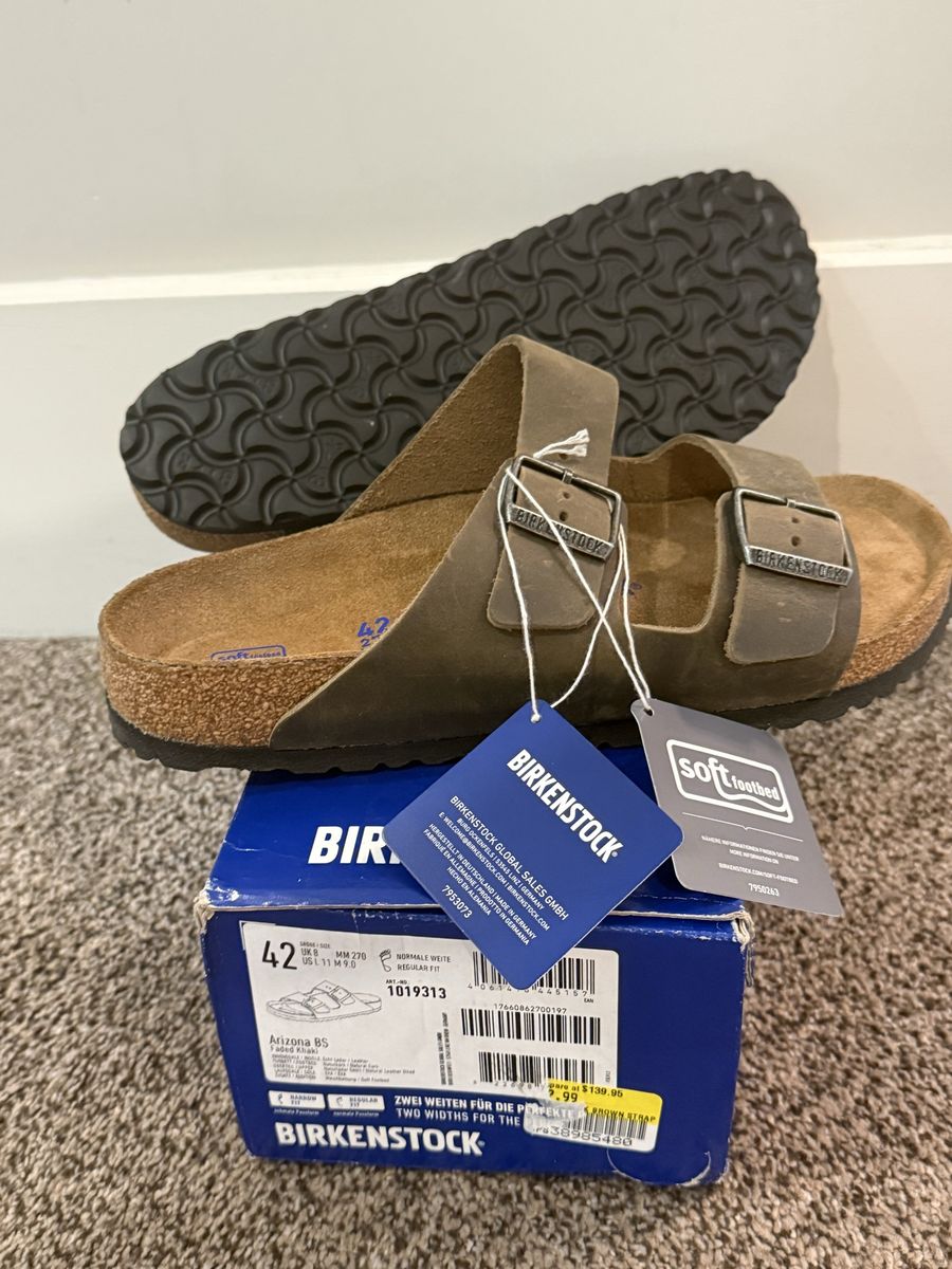 Birkenstock Arizona BS Soft Footbed Sandals - Tobacco Oiled Leather, Size 42 (Men's 9)