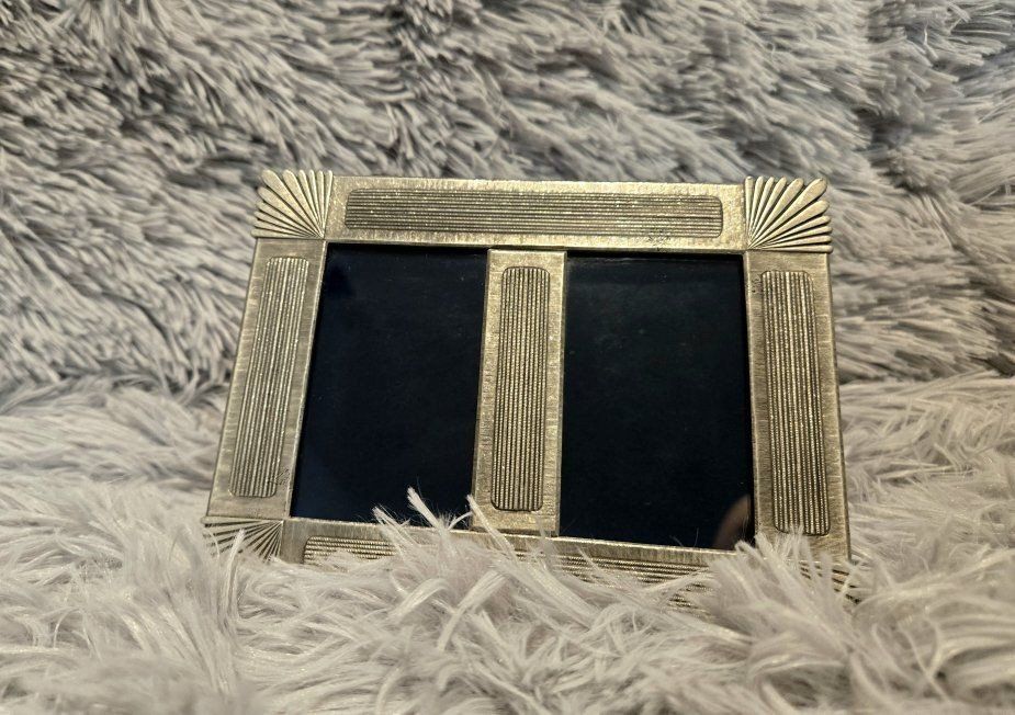 Art Deco Style HERITAGE METALWORKS Fine Pewter Double Frame - Made in USA