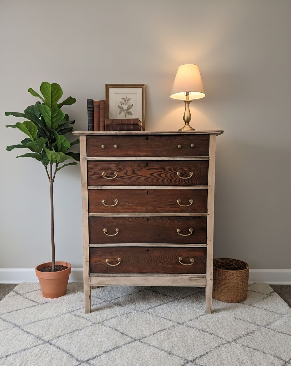Antique Refinished 1920's Solid Wood Dresser