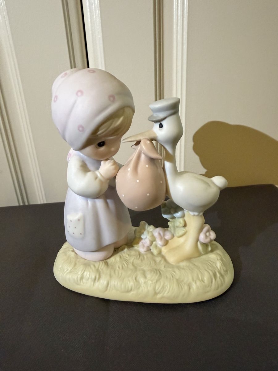 Precious Moments Figurine Joy On Arrival 1990 Samuel J Butcher Stork Baby