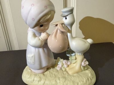 Precious Moments Figurine Joy On Arrival 1990 Samuel J Butcher Stork Baby