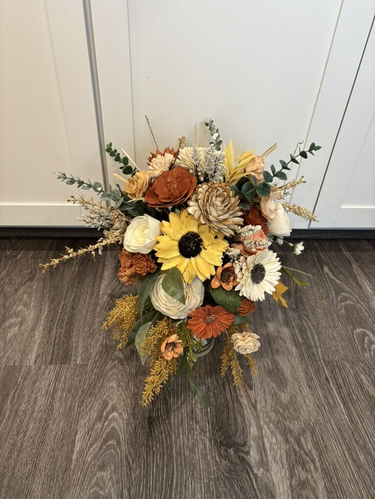 Wood Flower Bridal Bouquet