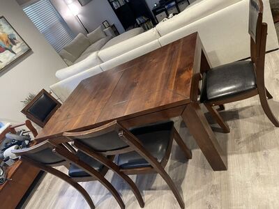 Solid Wood Dining Table w/ Chairs & Bench