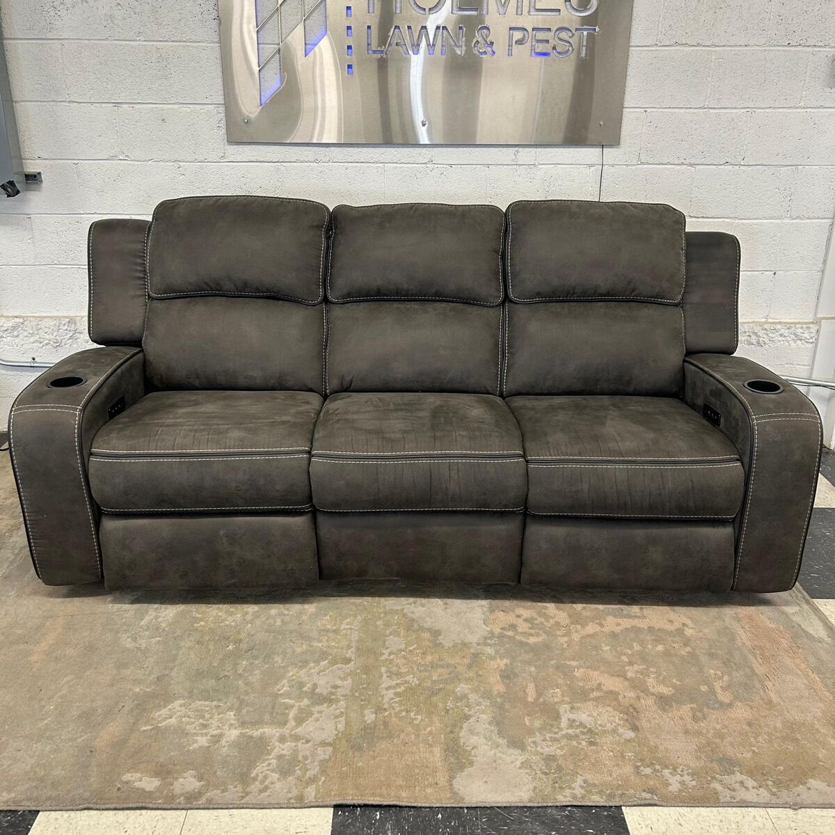 COSTCO MATTEUS FABRIC POWER RECLINING SOFA W/ DROP DOWN TABLE!!