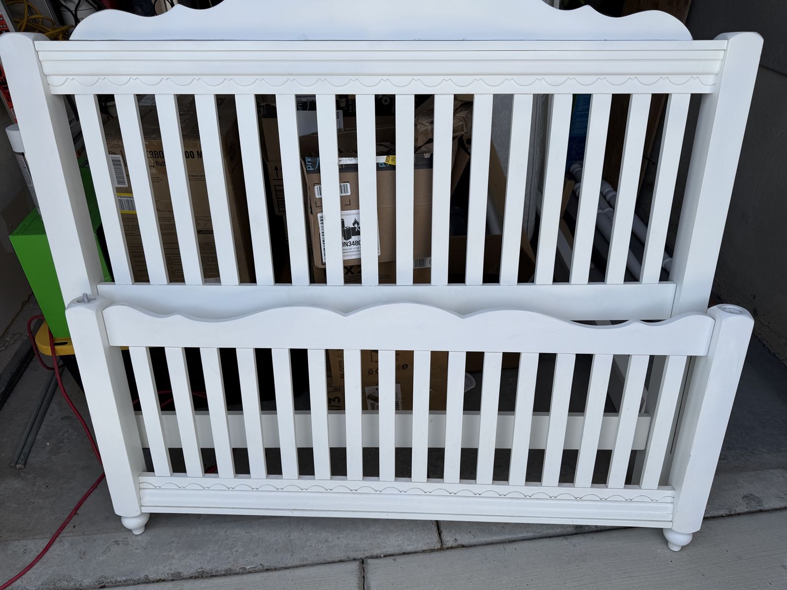 Bed frame and mattress.