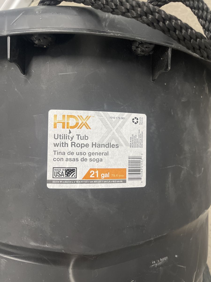 HDX 21 Gallon Utility Tub with Rope Handles - Made in USA