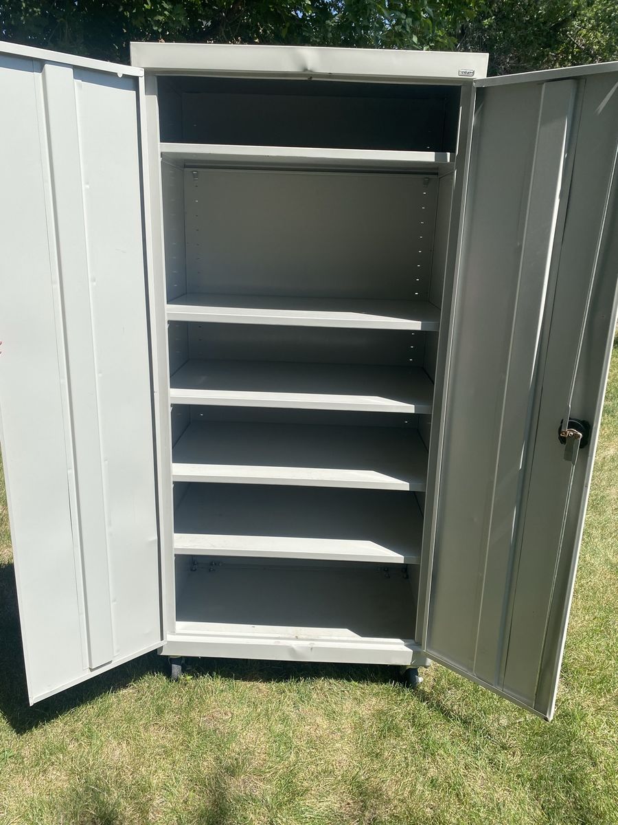 Heavy-Duty Metal Rolling Storage Cabinet with Adjustable Shelves