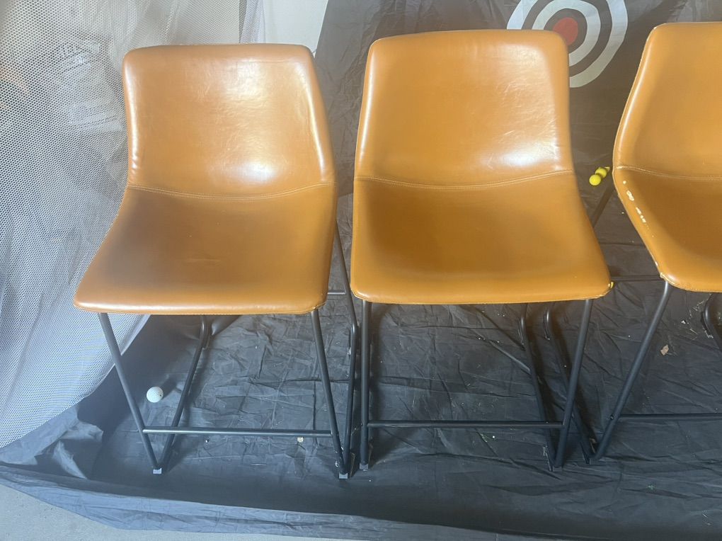 Counter Height Faux Leather Barstools with Back