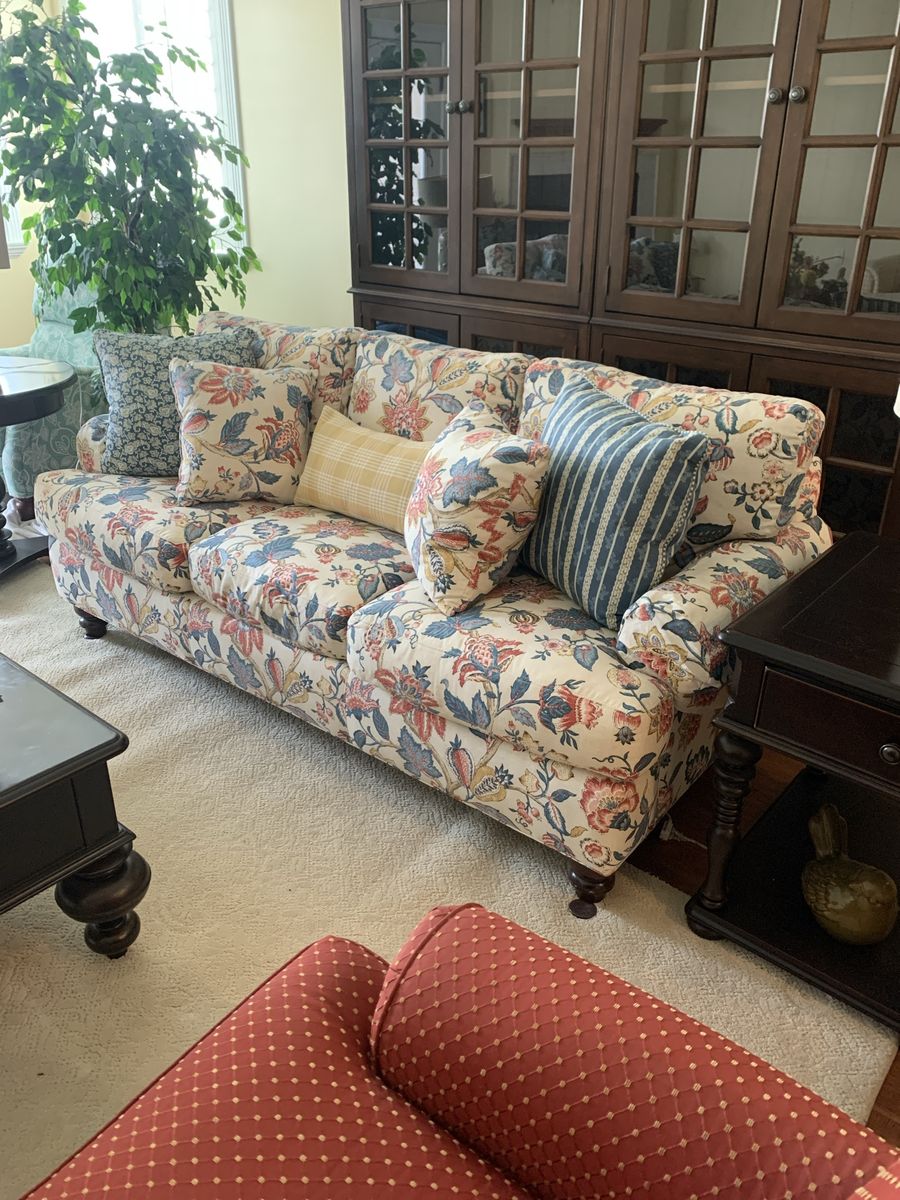 Drexel Heritage Floral Sofa Loveseat
