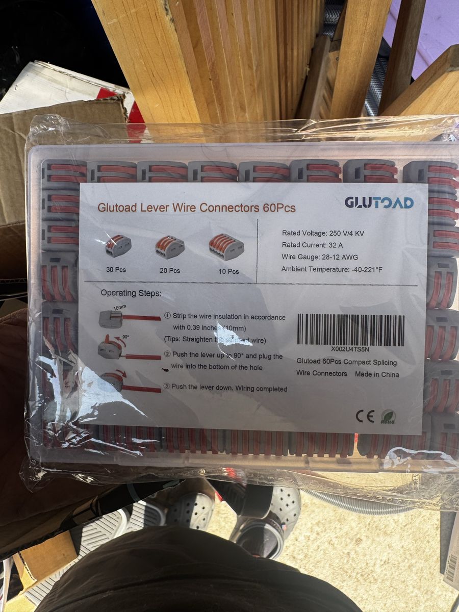Glutoad 60Pcs Lever Wire Connectors Compact Splicing Kit 28-12 AWG