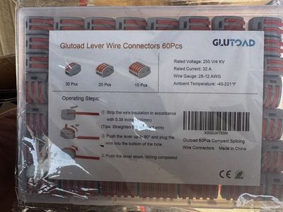 Glutoad 60Pcs Lever Wire Connectors Compact Splicing Kit 28-12 AWG