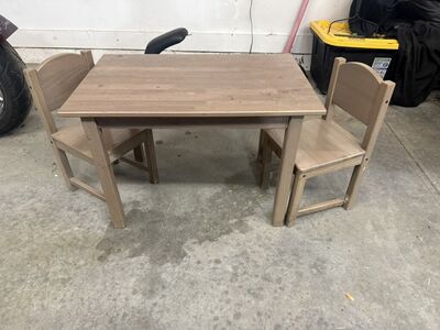 Wooden Table With Two Chairs