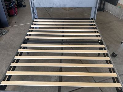 Full size upholstered bed frame with outlets
