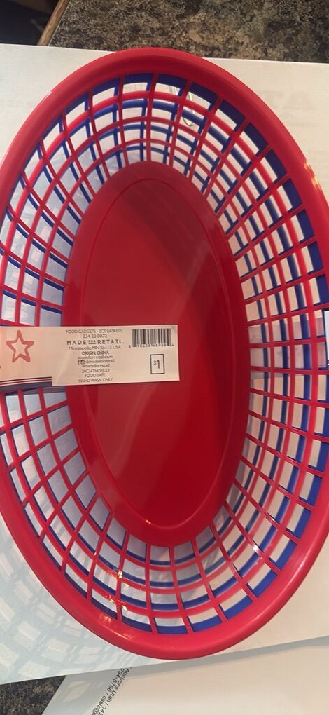 Red and blue food baskets trays 12 pk