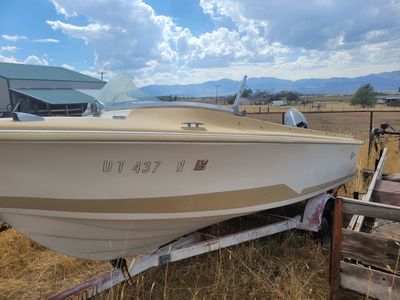 Larsen 17 ft fiberglass boat w 110 hp merc, & trailer