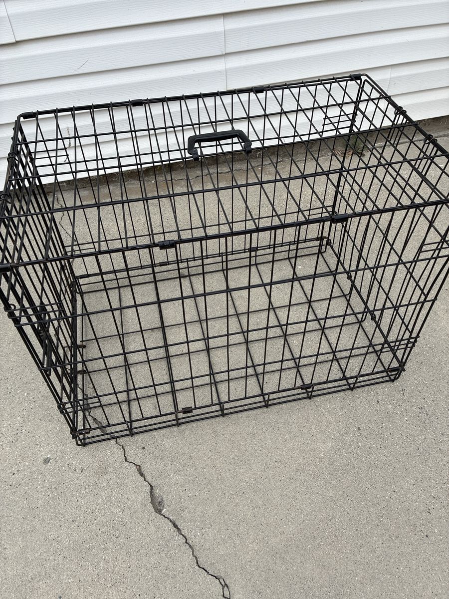 Black Metal Wire Dog Crate Pet Cage with Carrying Handle