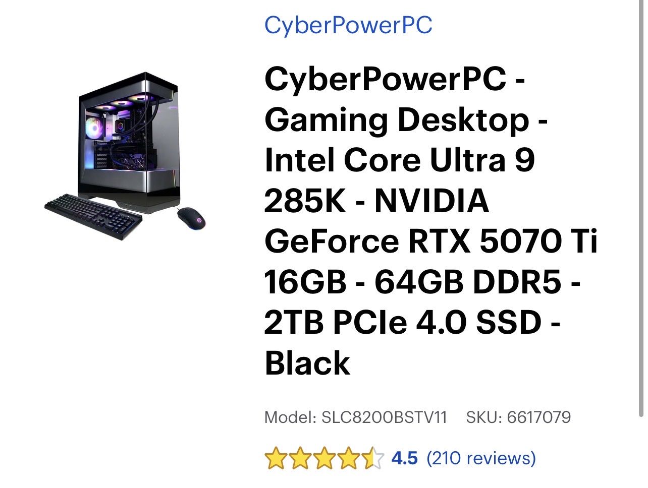 Rtx 5070 Ti i9 285k 64gb Ddr5 2tb Gaming Pc