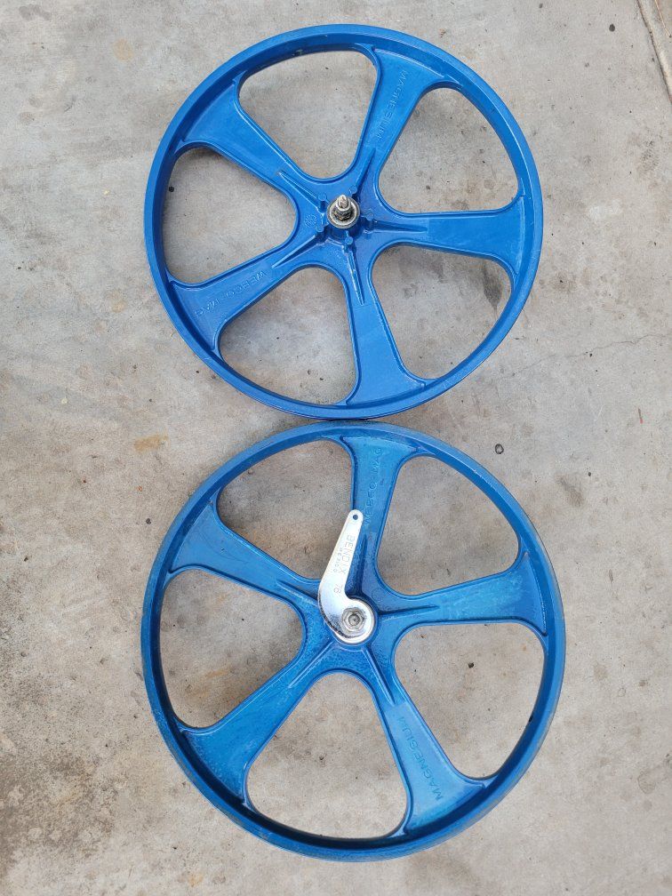 Vintage Webco-Mag Bendix 76 Magnesium BMX Wheels - Blue, Classic Old School Mag Wheel Set