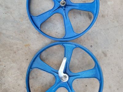 Vintage Webco-Mag Bendix 76 Magnesium BMX Wheels - Blue, Classic Old School Mag Wheel Set