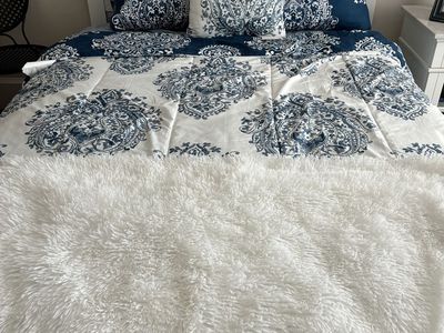 White Farmhouse Style Full Size Bed Frame and Mattress Set